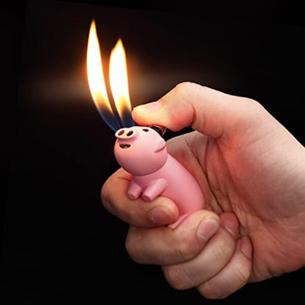 Clickit Double Flame Pig Lighter – Dual Flame Butane Lighter